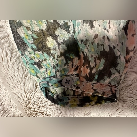 LOFT Midi Floral Long Sleeve Shirt Dress Petite Multicolor - Picture 11 of 15